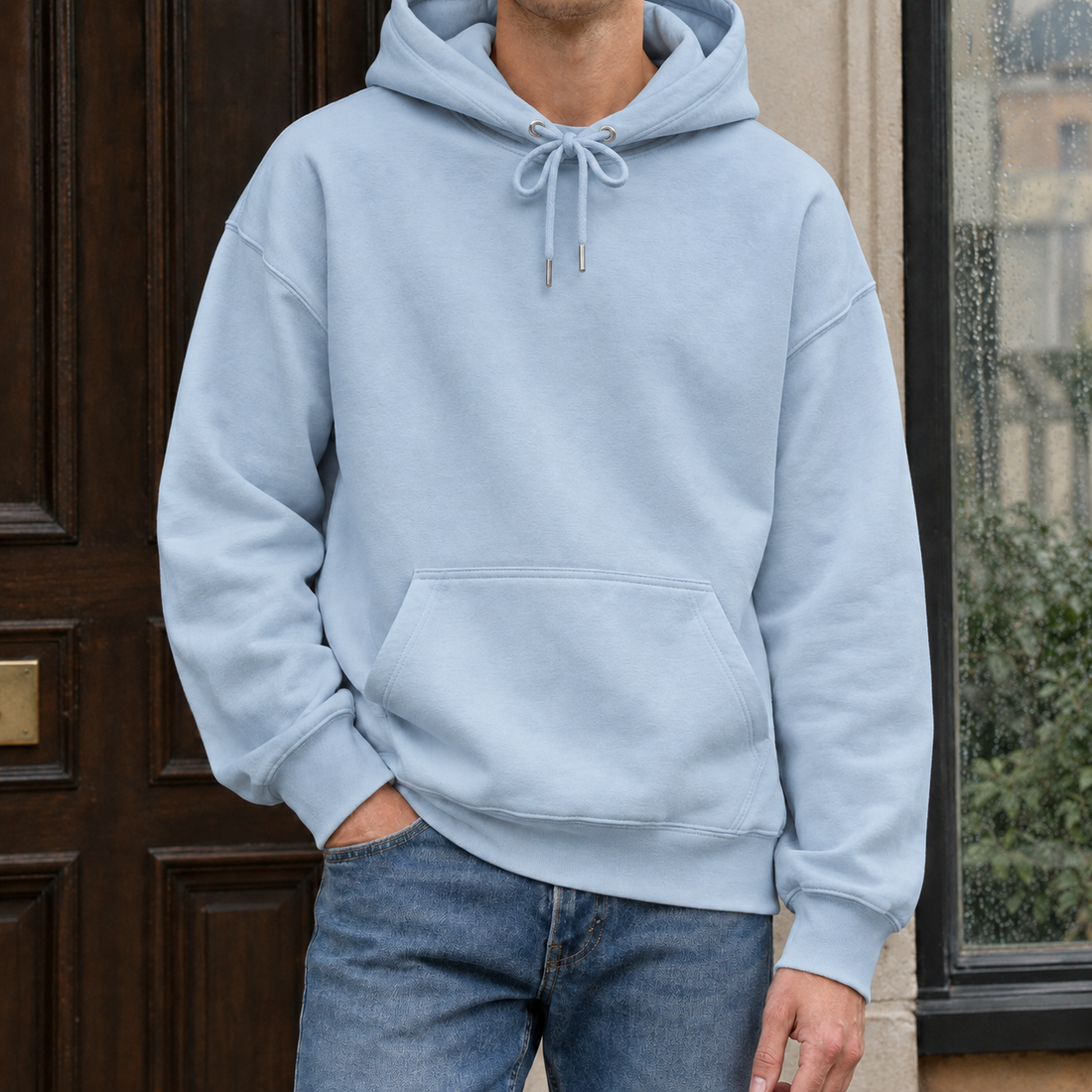 Jocelyn Relaxed Cotton Hoodie - Light Blue