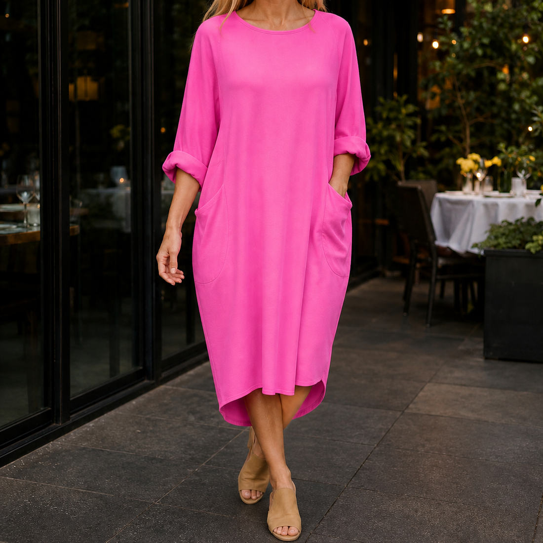 Greta-Marie Cocoon Pocket Dress - Pink