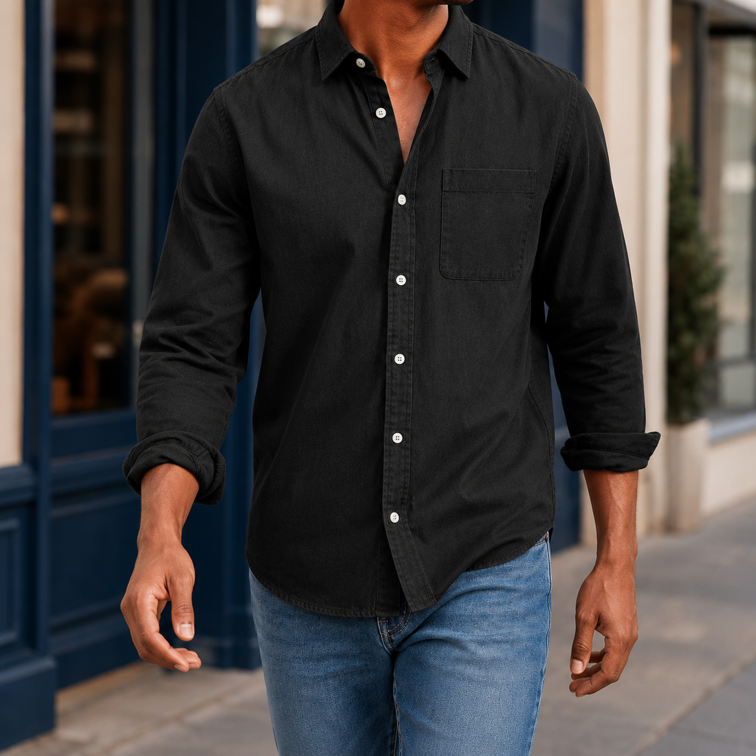 Hudson Cotton Shirt - Black