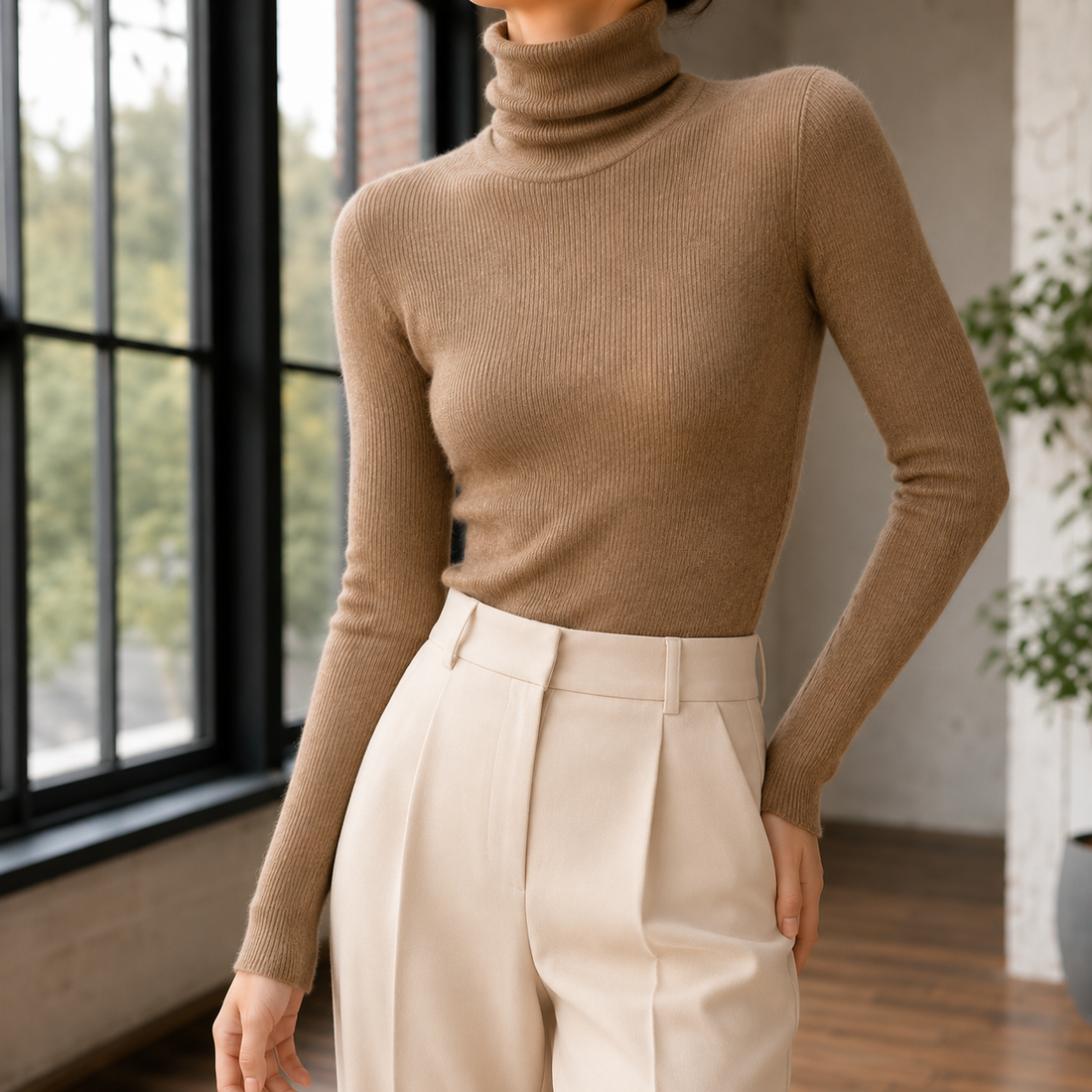 Genevieve-Rose Cashmere Sweater - Camel