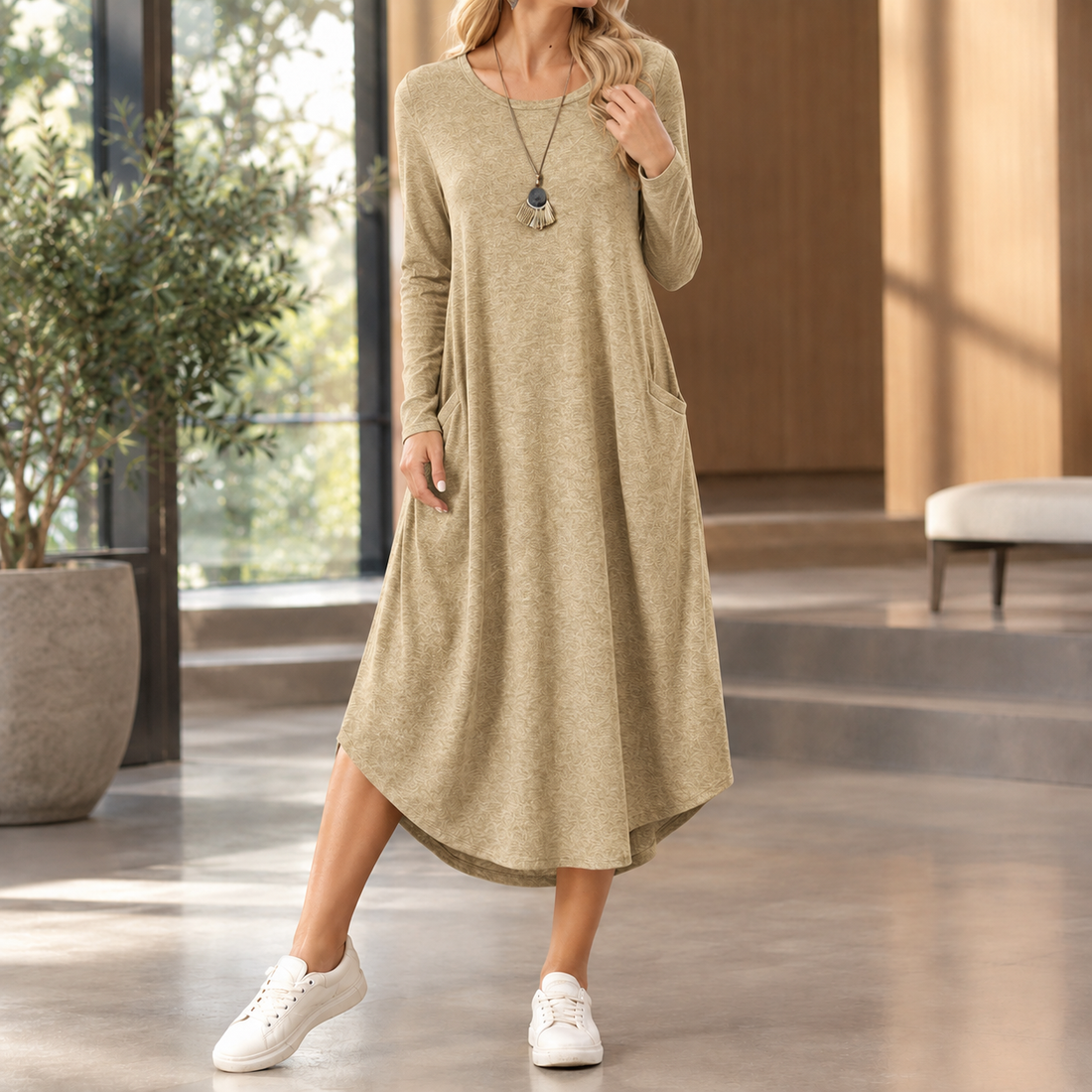 Letitia-Kate Swing Dress - Khaki
