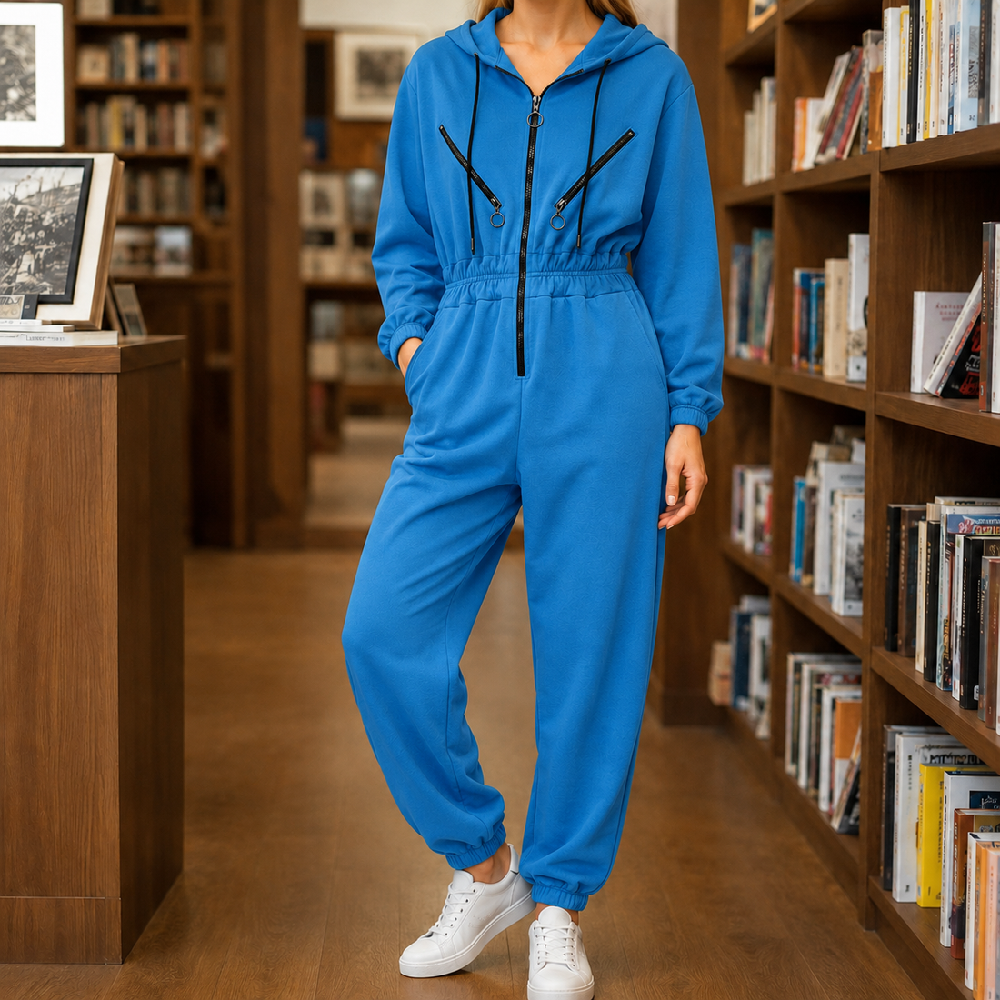 Audrina Hooded Jumpsuit - Blue