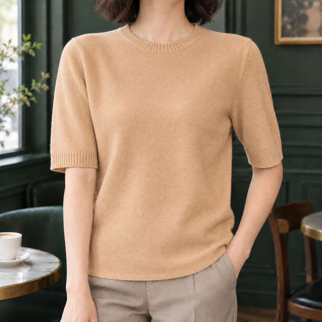 Ludovica Crew Neck Sweater - Yellow Camel