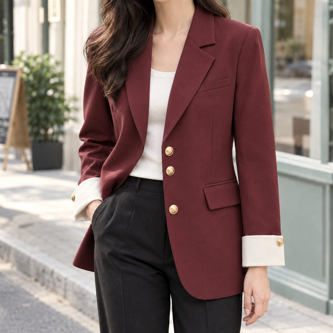 Brigitta Notch Lapel Blazer - Raspberry 2