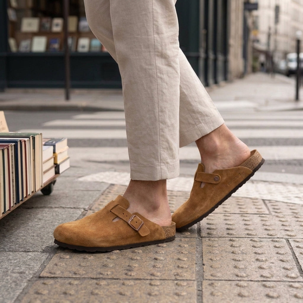 Dario Suede Buckle Mules - Khaki