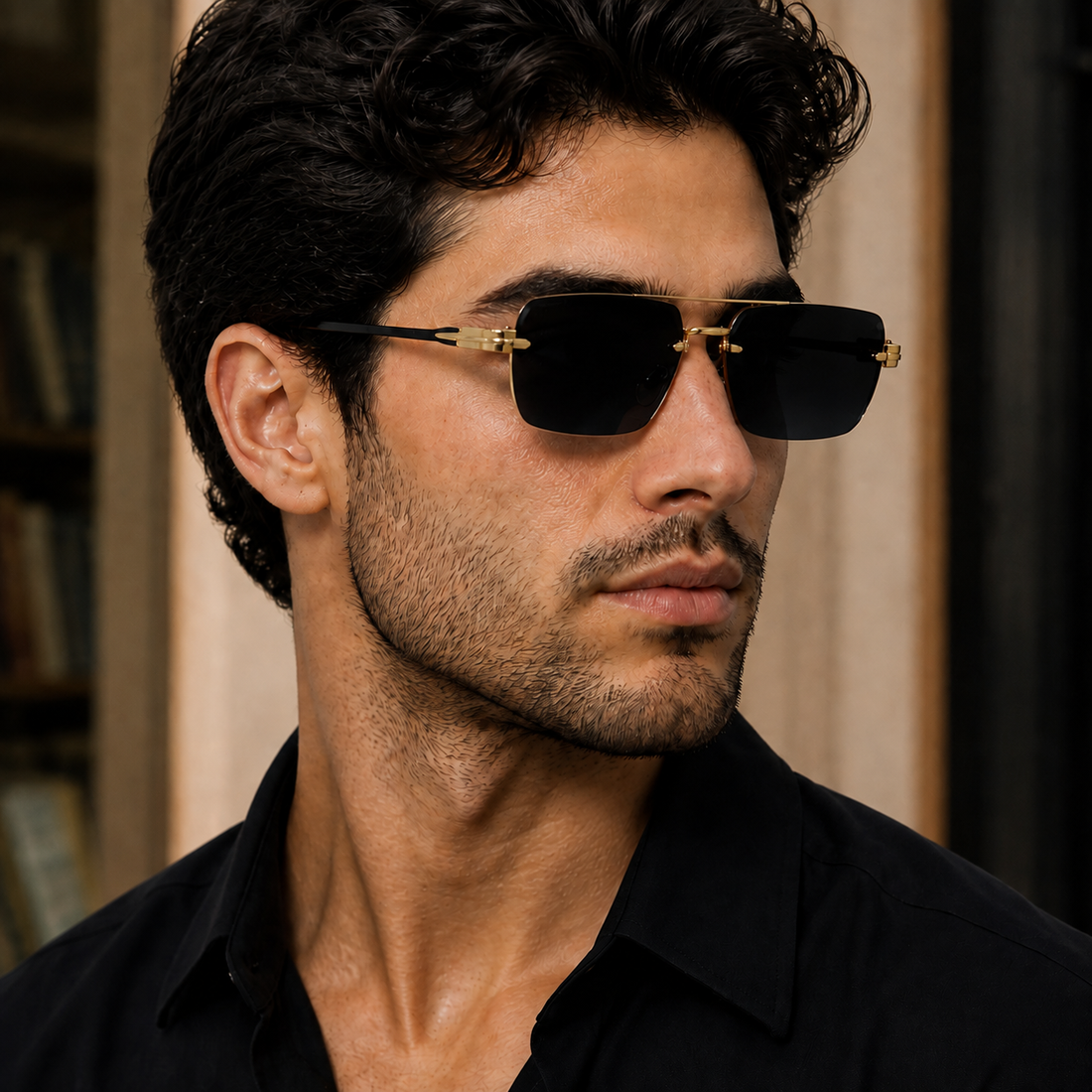 Mateo Rimless Sunglasses - Black