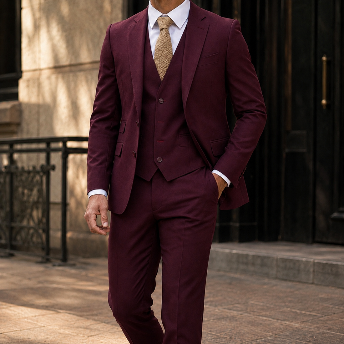 Dorian Tailored Suit - Burgundy