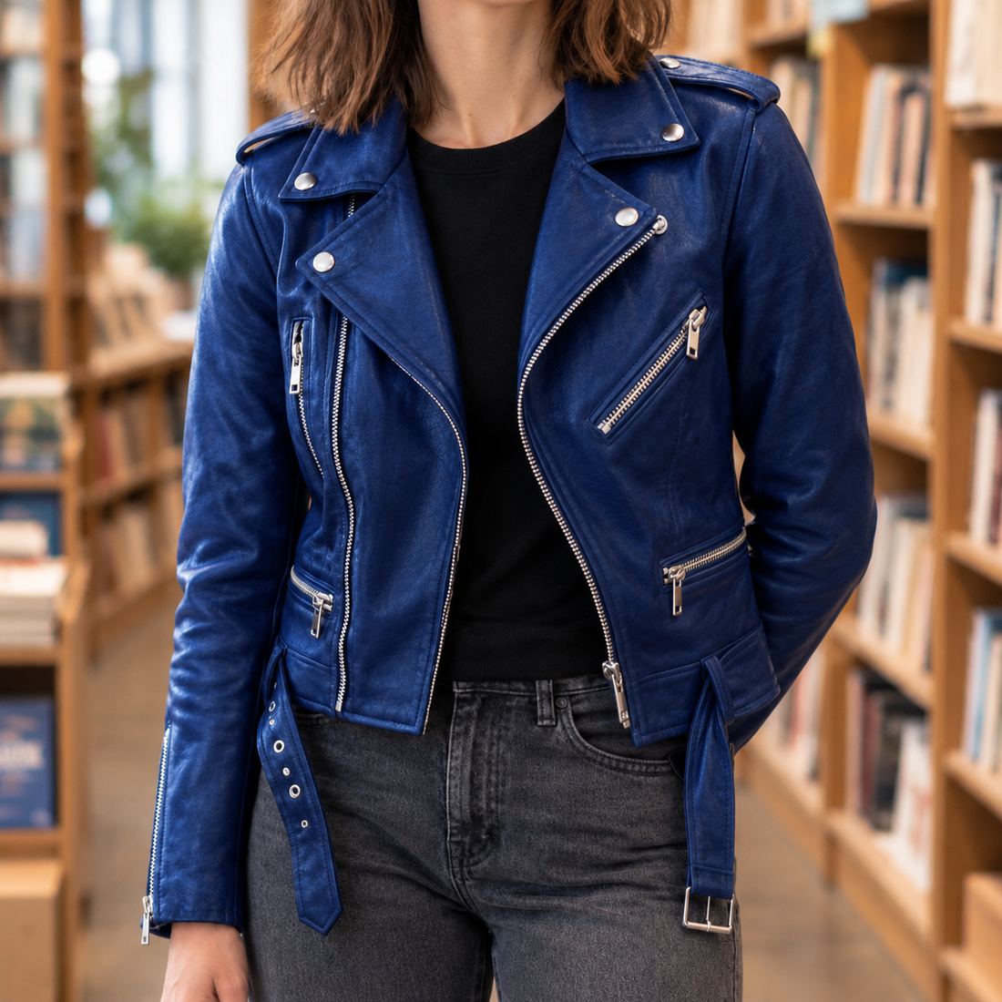 Berenice Biker Jacket - Blue