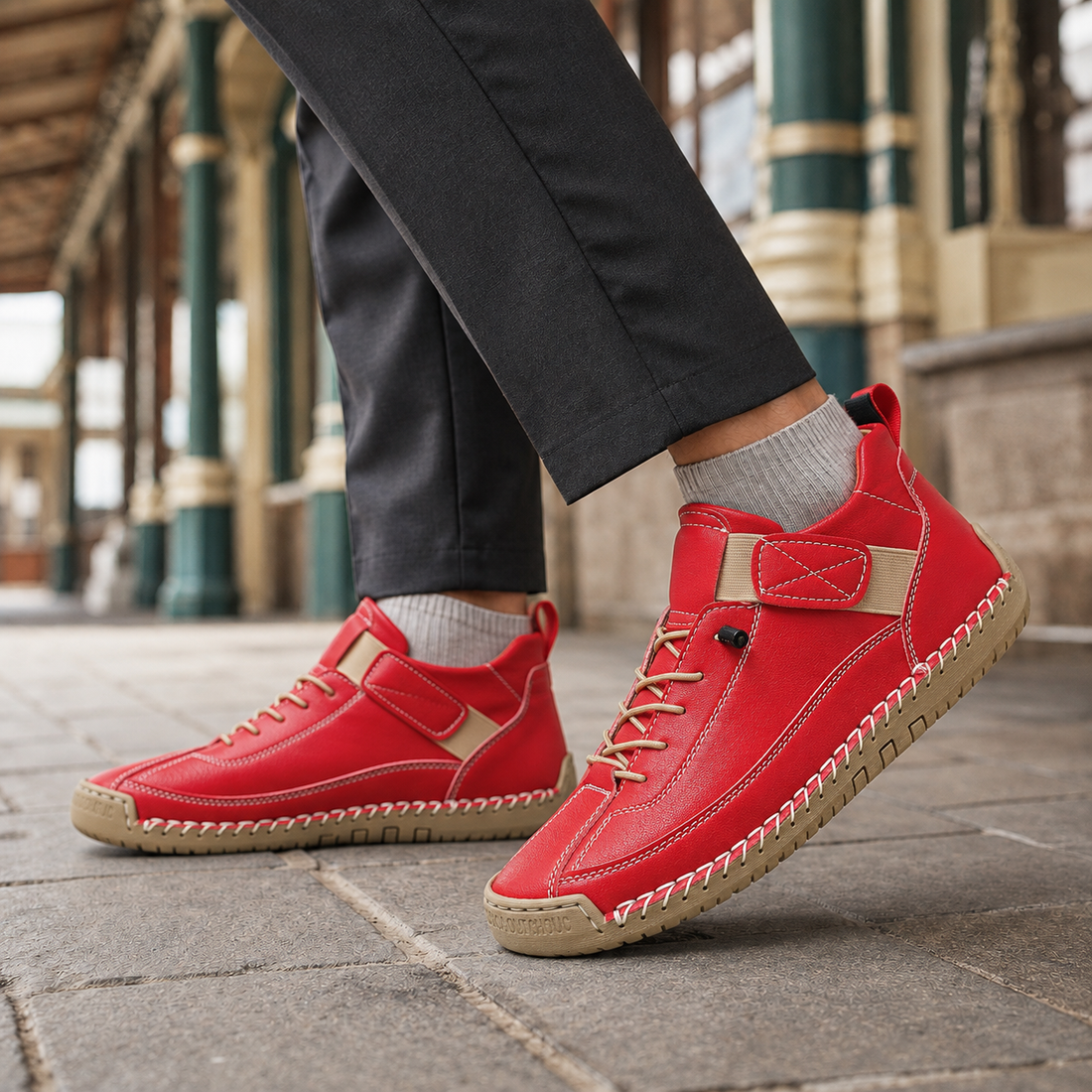 Medici Stitched Sneakers - Red