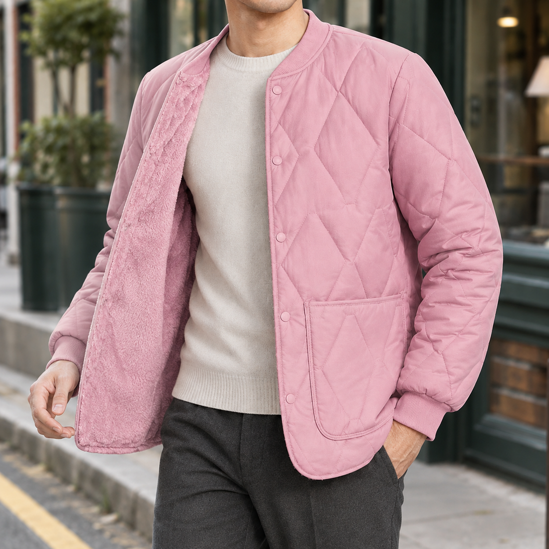 Reuben Quilted Jacket - Lotus Root Pink