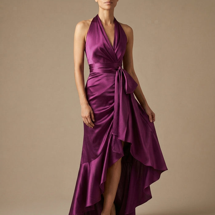 Sylvie Satin Ruffle Gown