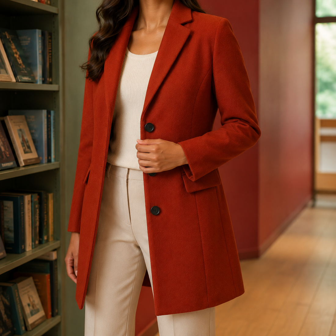 Valencia Tailored Coat - Brick red