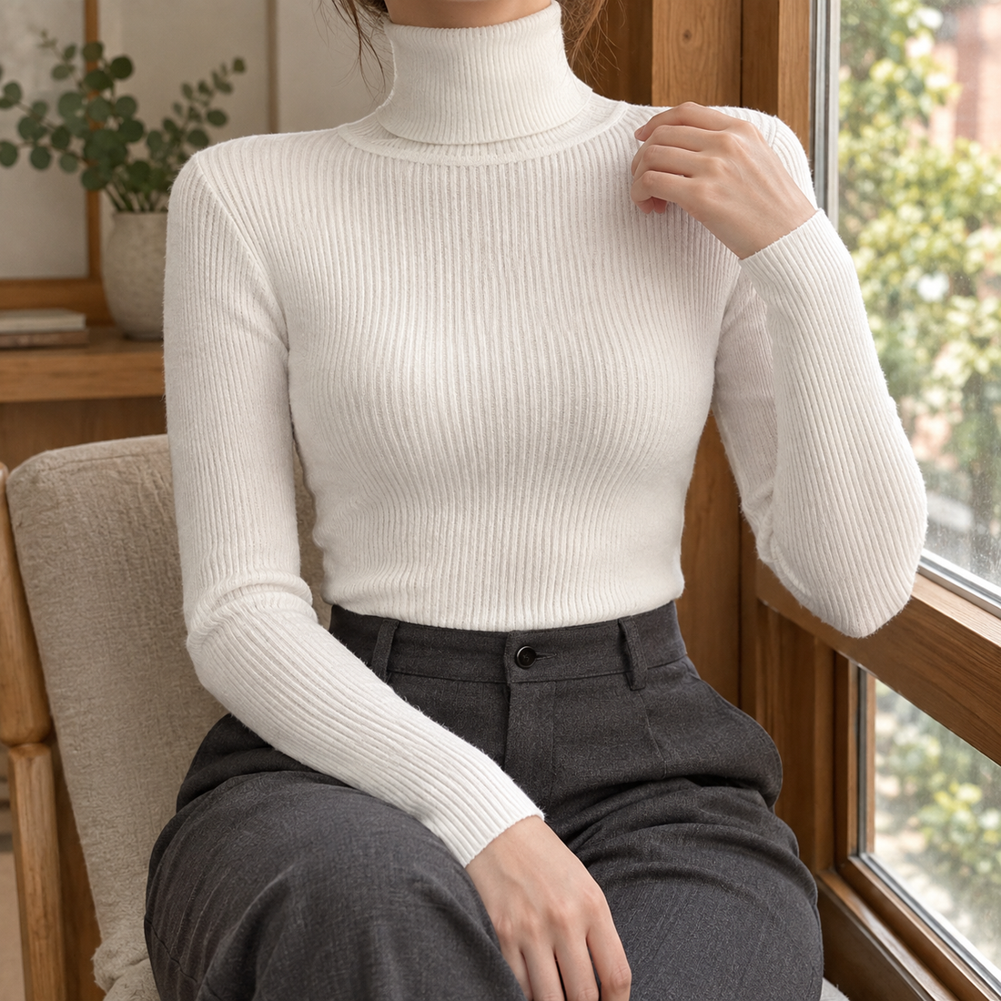 Capucine Ribbed Top - White