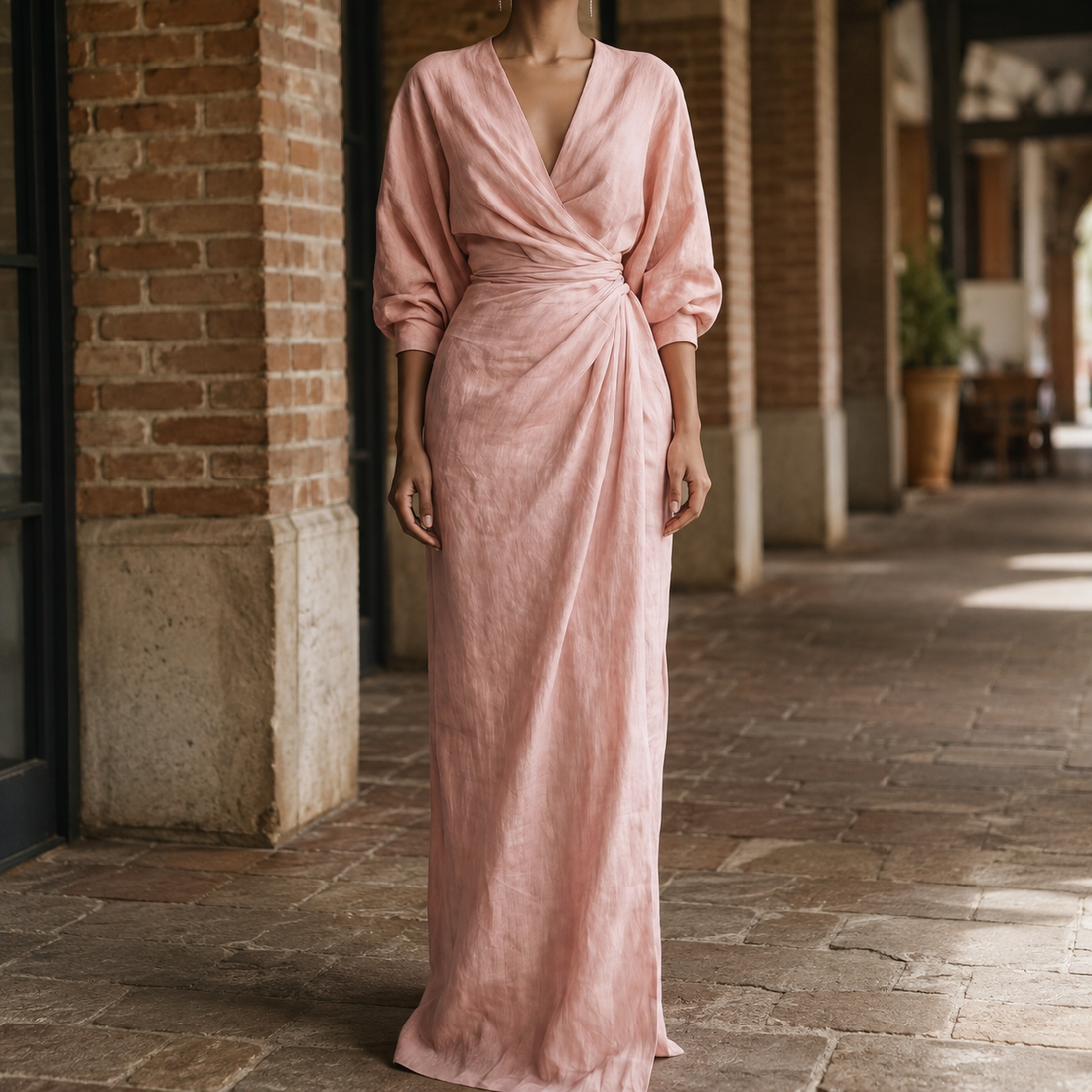 Valentina-Louise Wrap Maxi Dress - Pink