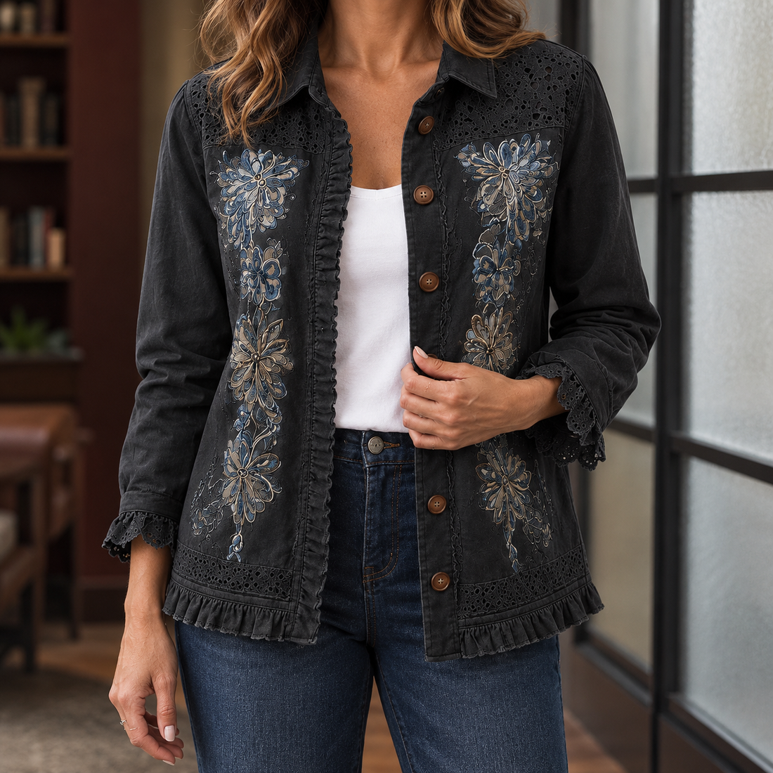 Blair Embroidered Jacket - Black