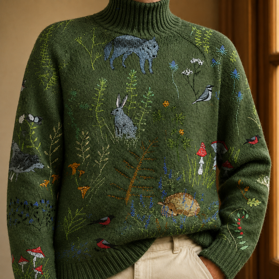 Pascal Patterned Sweater - Forest Green