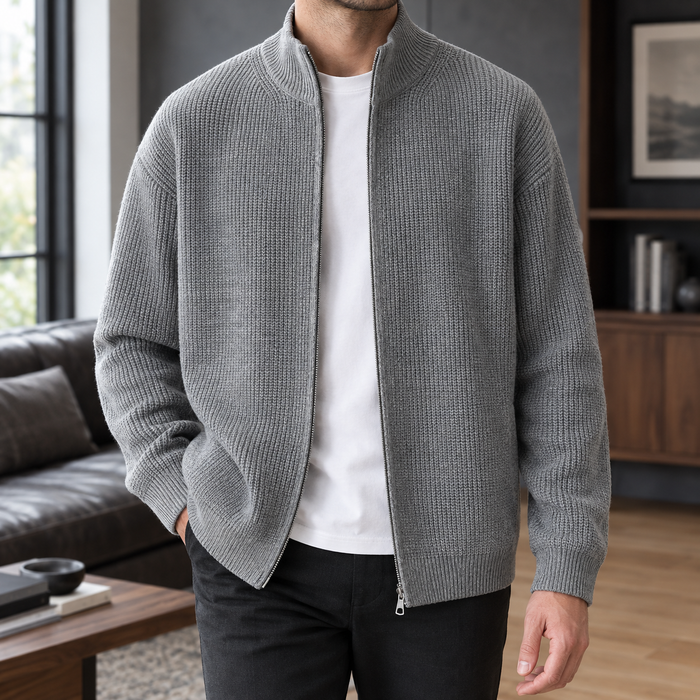 Isaac Ribbed Zip Sweater