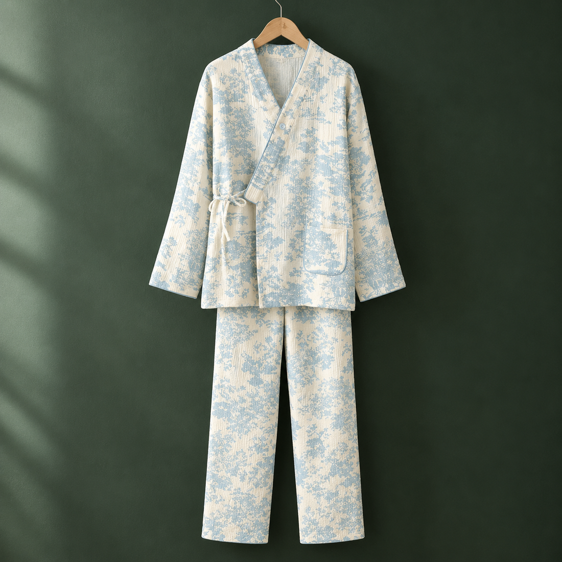 Marisol-Kate Kimono Pajama Set - Light Blue