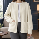 Cleo-Rae Ribbed Zip Jacket - Off White