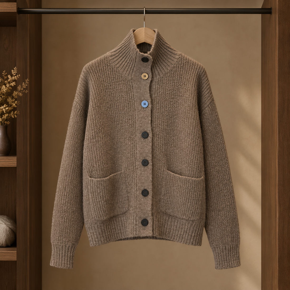 Aubrey-Claire Cashmere Cardigan - Coffee
