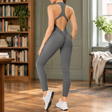 Cecily Open Back Jumpsuit - Gray