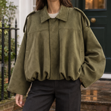 Molly Suede Bomber Jacket - Army Green