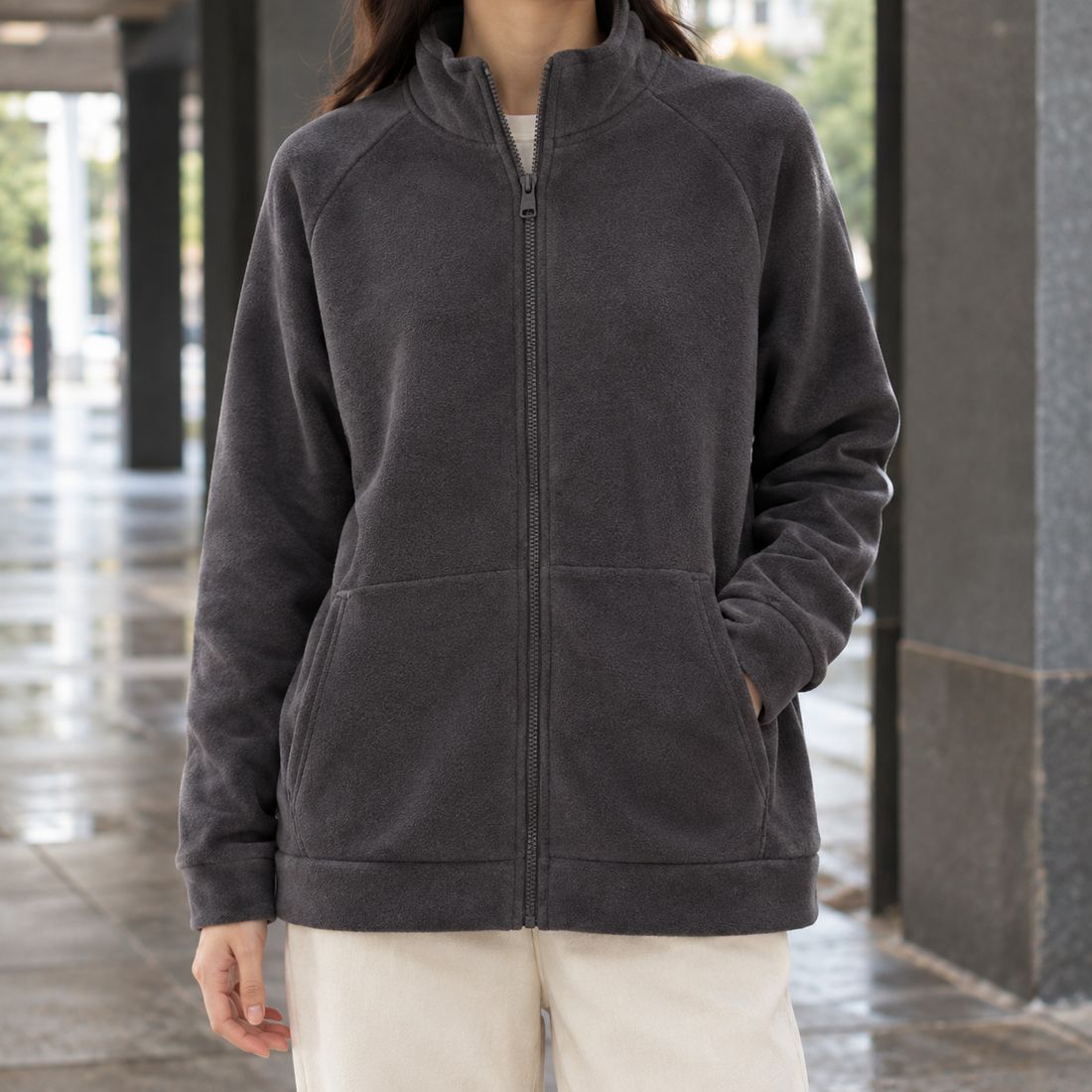 Nerissa-Eve Fleece Jacket - Dark Gray