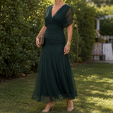 Greta Ruched Maxi Dress - Dark Green