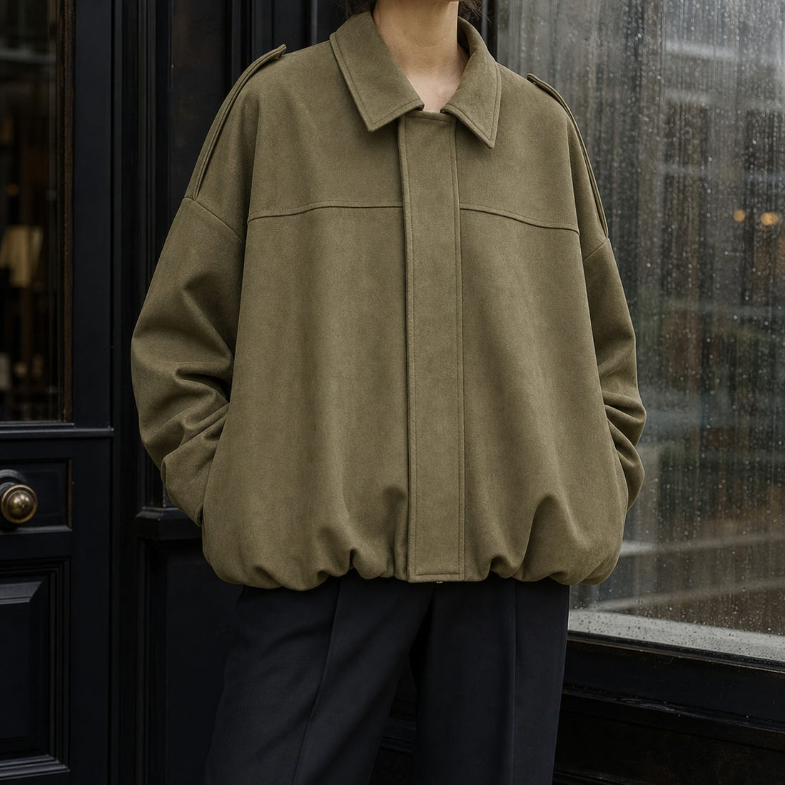 Serena-Mae Balloon Hem Jacket - Army Green