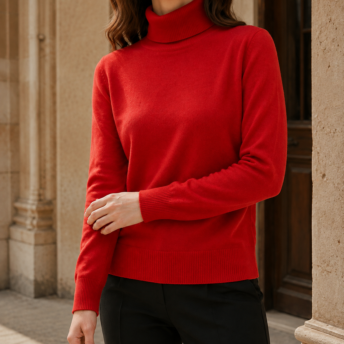 Natalia Turtleneck Sweater - Red