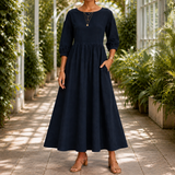 Rosalie Gathered Maxi Dress - Navy