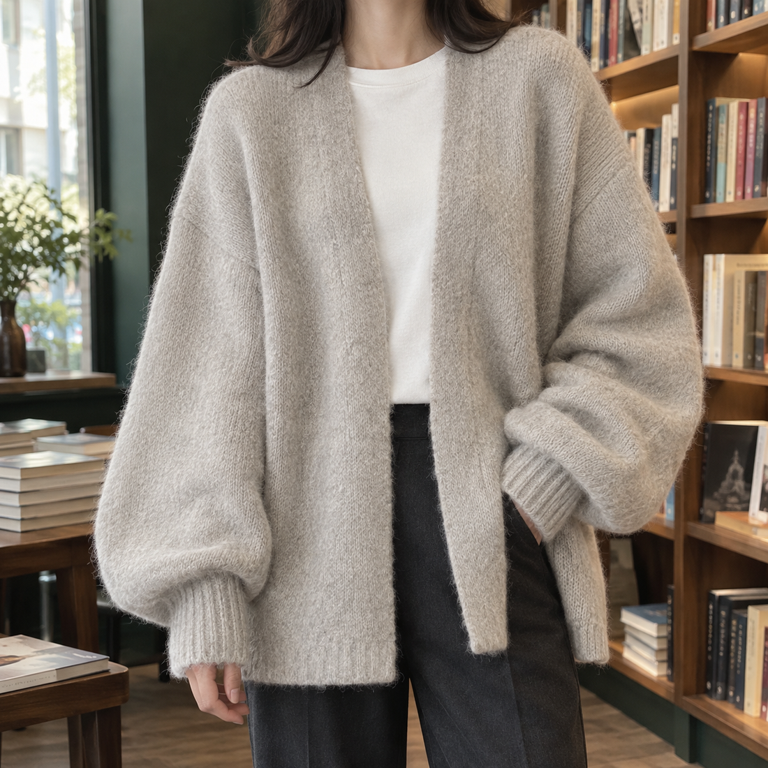 Isabeau-Faye Relaxed Cardigan - Light Apricot