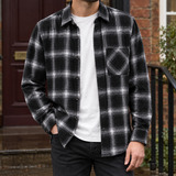 Everett-York Plaid Overshirt - Black