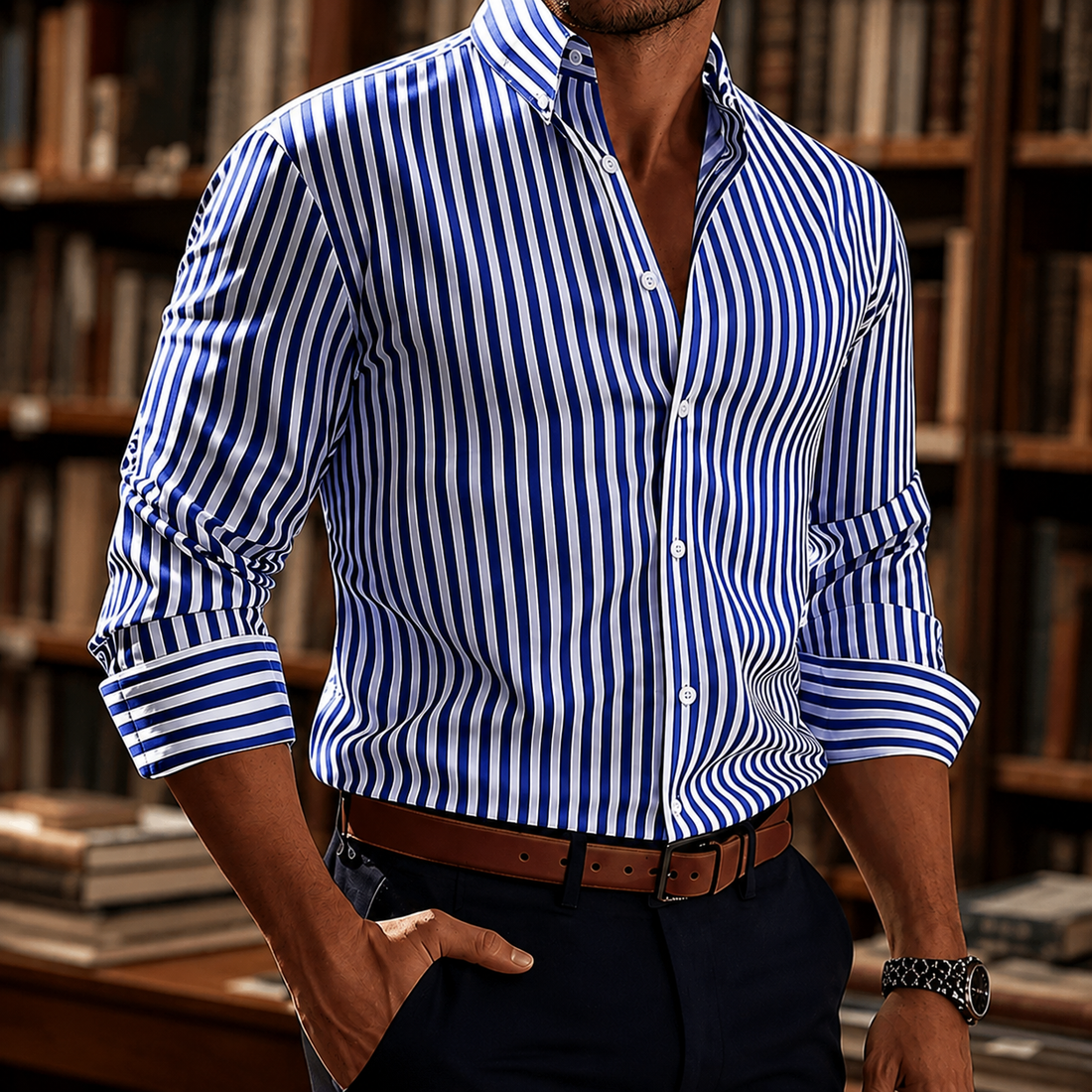 Beckett Striped Shirt - Blue