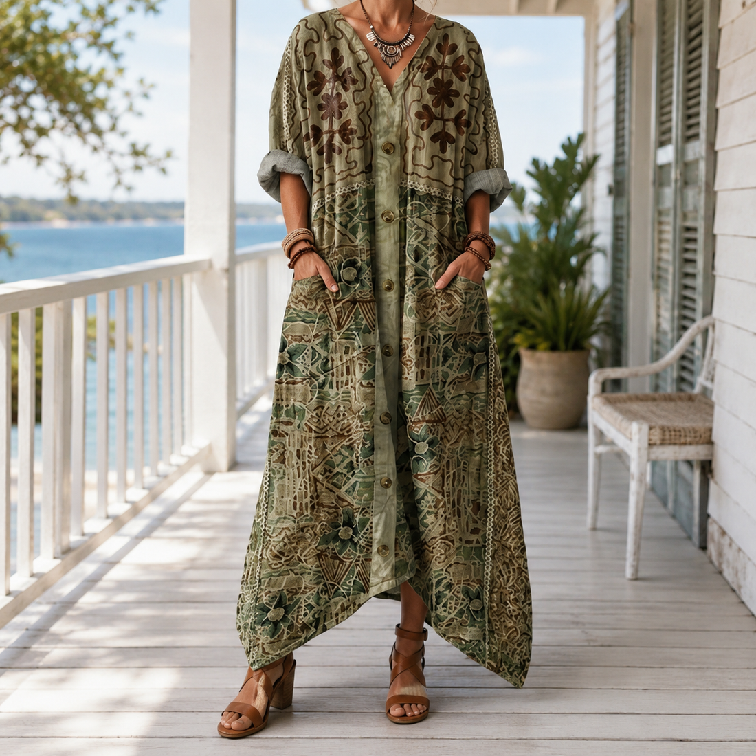 Freya Embroidered Dress - Green