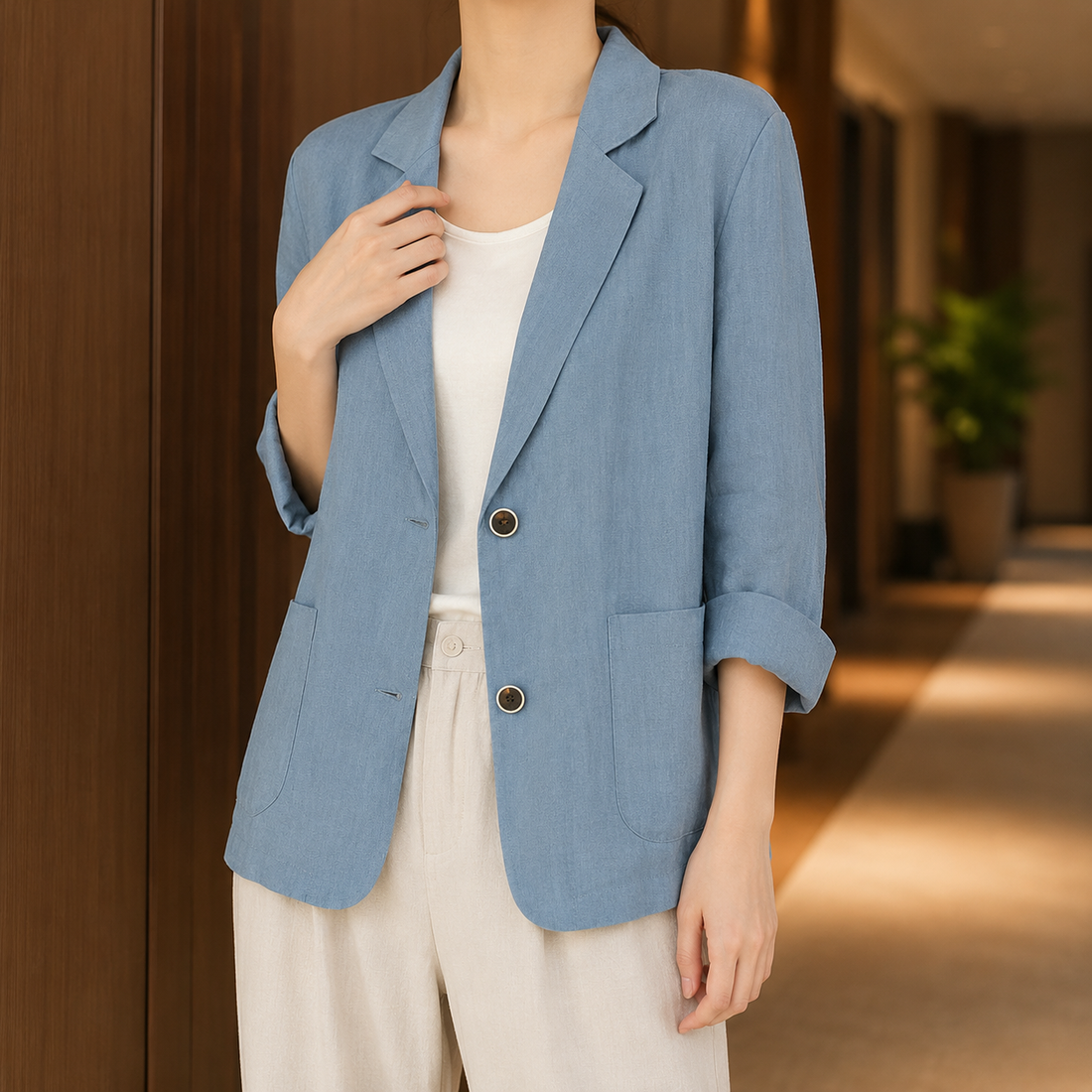 Giselle-Louise Relaxed Blazer - Blue