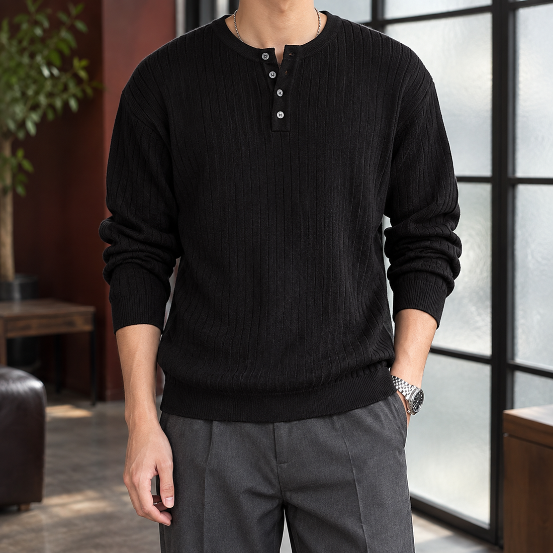 Roland Ribbed Sweater - Black