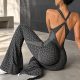 Rebekah-Pearl Cross-Back Jumpsuit - Black Gray