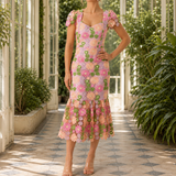 Fenella-Jade Floral Midi Dress - Lavender Floral