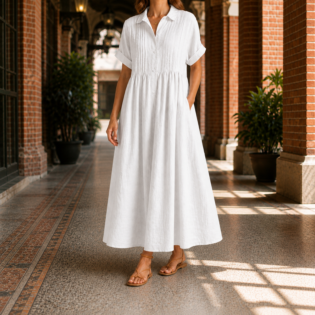 Willa Pintuck Maxi Dress - White