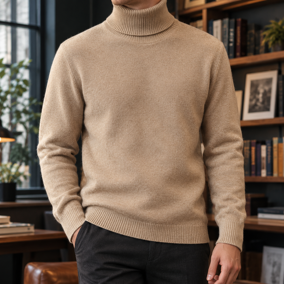 Lambert High Collar Sweater - Camel