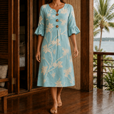 Eden Relaxed Midi Dress - Blue Floral