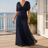 Willa Ruched Maxi Dress - Navy