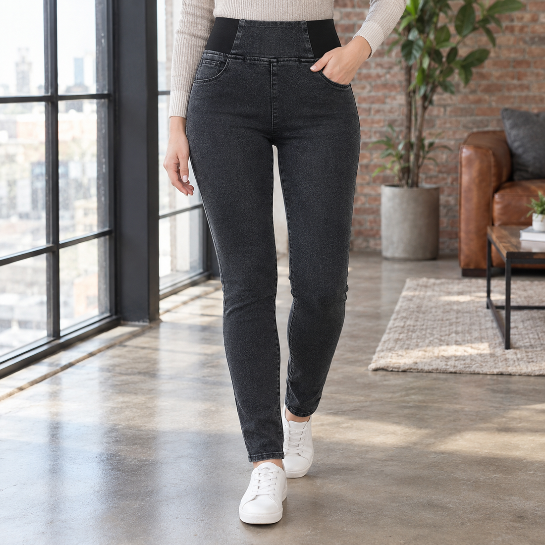 Ophelia-Grace Skinny Pants - Dark Gray