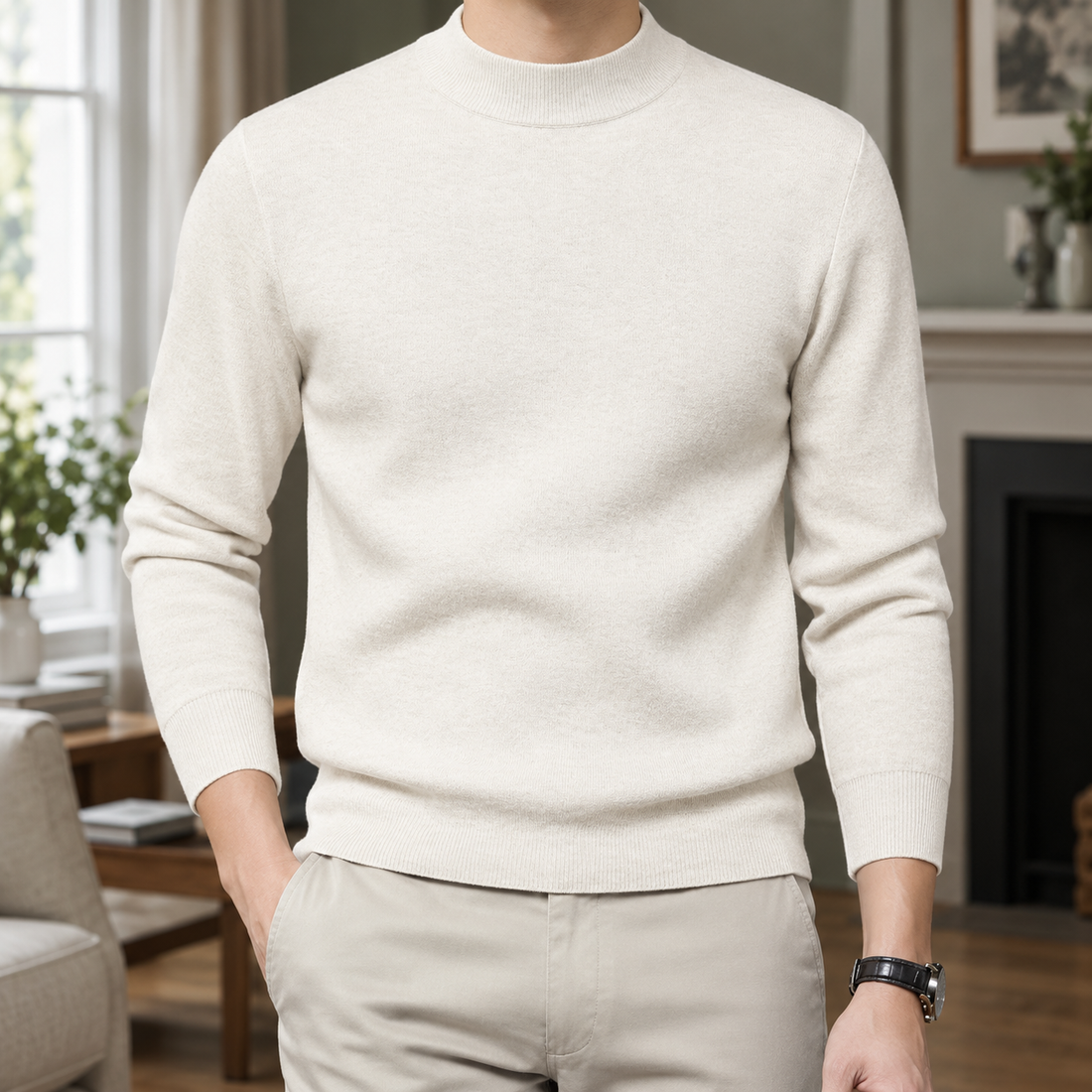 Hubert Mock Neck Sweater - Cream