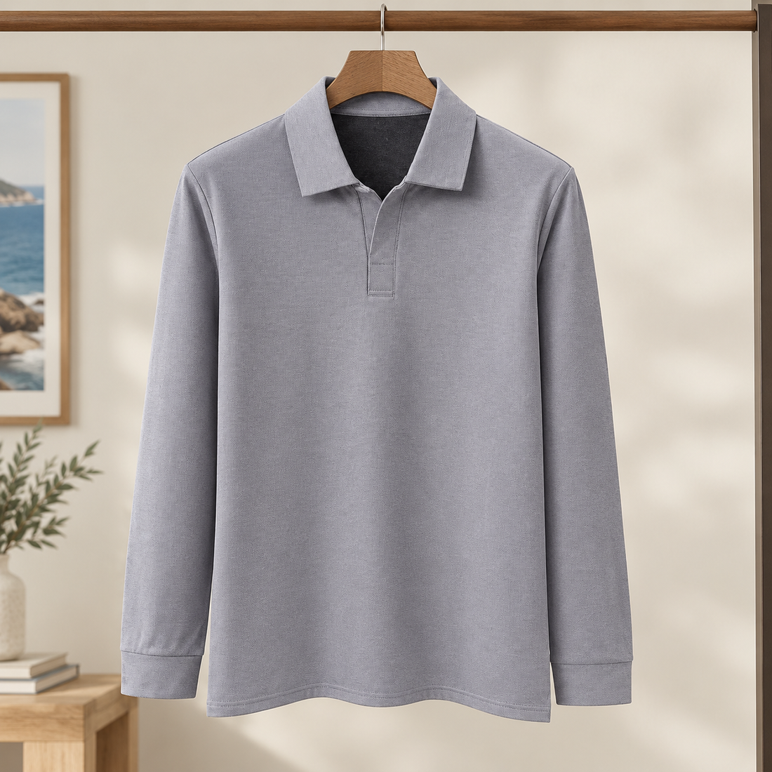 Fintan Collared Polo - Medium Gray