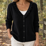 Severine-Claire Ruffle Cardigan - Black