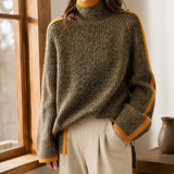 Grace Contrast Knit Sweater - Brown