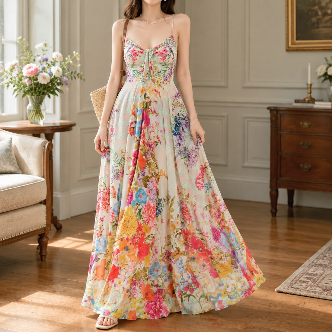 Zenobia Floral Maxi Dress - Ivory Floral