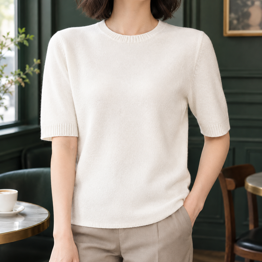 Ludovica Crew Neck Sweater - White